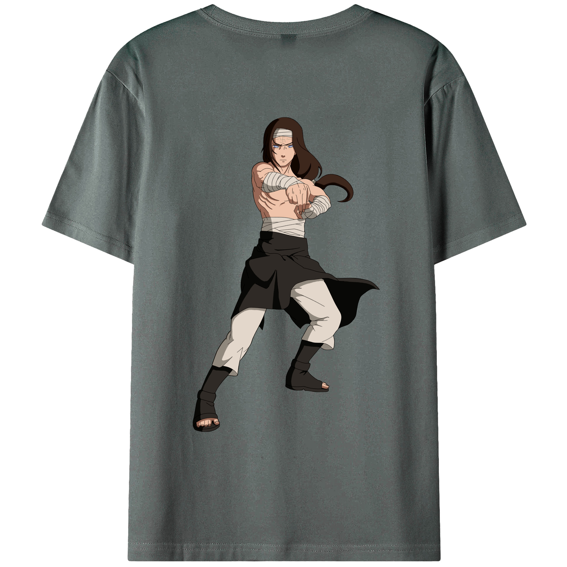（画像用） NARUTO -ナルト- 日向ネジ Hyūga Neji 綿100％ メンズ半袖Tシャツ（バックプリント） 通気性